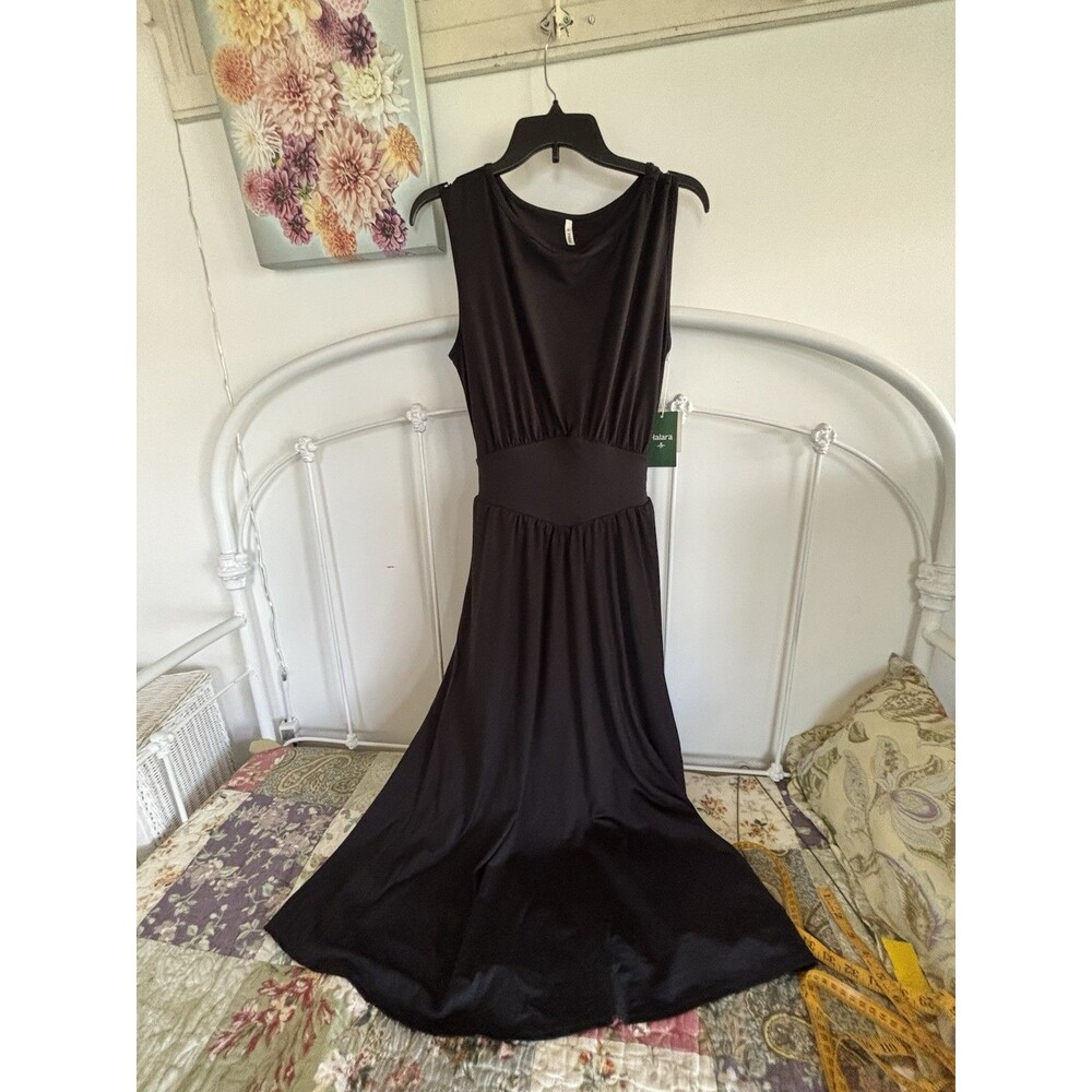 NWT Halara Black Maxi Dress wrap Tie Minimalist Formal Work Dressy Medium